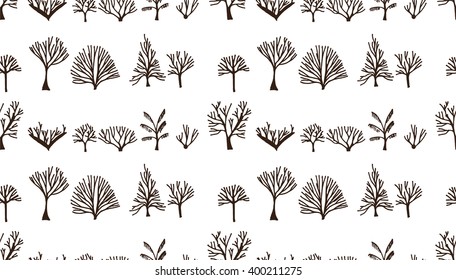 Set of tree doodles seamless