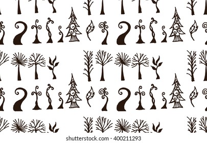 Set of tree doodles seamless