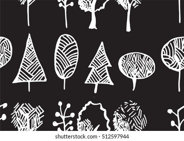 Set of tree doodles seamless