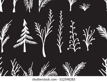 Set of tree doodles seamless