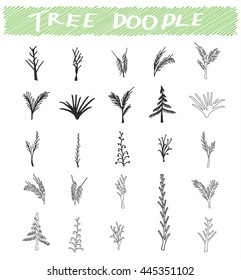 Set of tree doodles vector