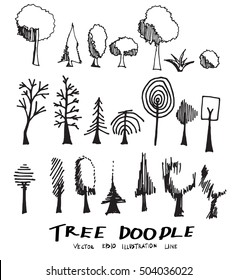 Set of tree doodles vector