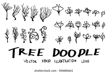 Set of tree doodles vector