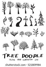 Set of tree doodles vector