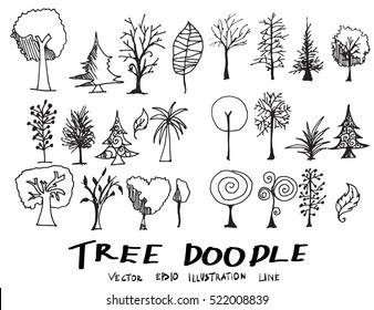 Set of tree doodles vector