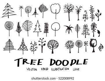 Set of tree doodles vector