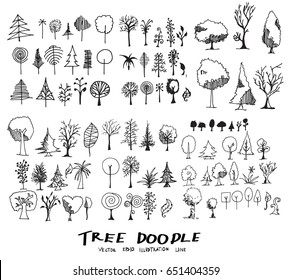 Set of tree doodles vector