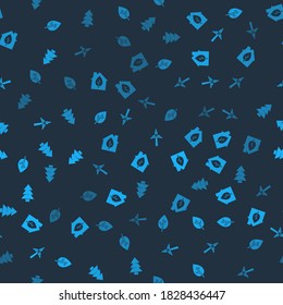 Set Tree, Eco friendly house, Wind turbine and Christmas tree on seamless pattern. Vector.