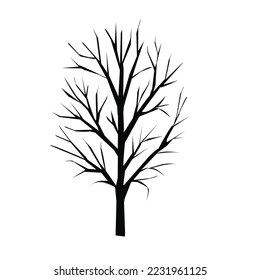 set of tree, fall season, stem, dry tree, isolated on white. vector illustration