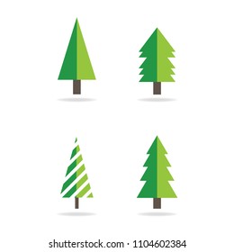 set of tree flat design