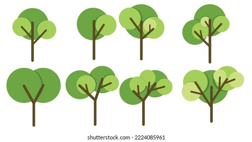 set of tree flat and simple design
