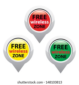 Set of tree free wireless zone icons for business or commercial use. 