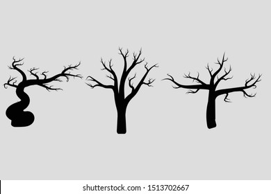 set of tree halloween vector black