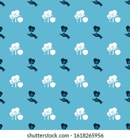 Set Tree in hand of environmental protection and Tree with apple on seamless pattern. Vector