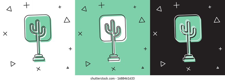 Set Tree icon isolated on white and green, black background. Forest symbol.  Vector Illustration