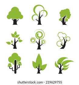Set of tree icon nature plant symbol vector illustration