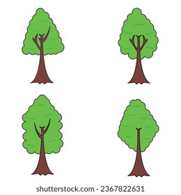 Set of tree icon vector, Collection of trees illustrations. Can be used to illustrate any nature or healthy lifestyle topic.