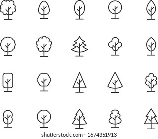 set of tree icons, forest, branch, plant, spring