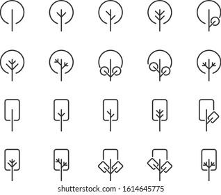 set of tree icons, forest, nature