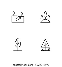 Conjunto de iconos de árbol en fondo blanco