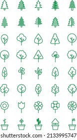 set of tree icons vector