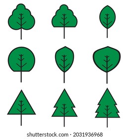 
set of tree icons vector illustration on white background