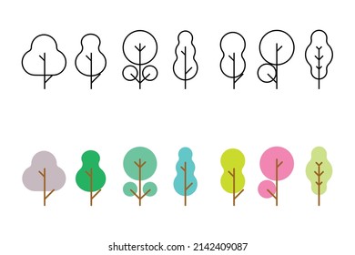 Set of tree icons. Vector illustration