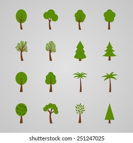 Set of tree icons, vector illustration