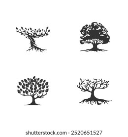 Set of tree illustration design vector