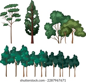 Set of tree isolated illustration
