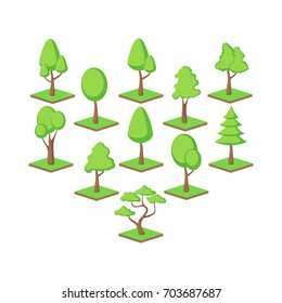 Set of tree in isometric view