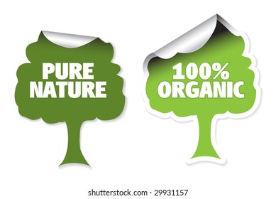 Set of tree labels for organic, fresh, healthy, bio food