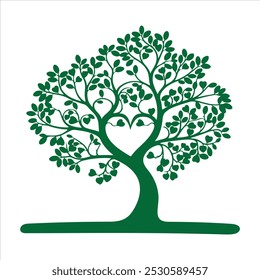 Set of tree and leaf collection hand drawn flat design vector element. botanical set of bare trees and ones with leaves and lush green
