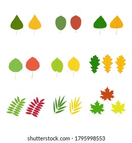 Set Tree Leaves Vector Isolated Image Stock Vector (Royalty Free ...