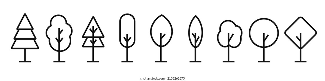 Set Of Tree  line icon. Vector illustration