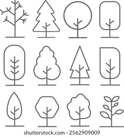 Set Of Tree Line Icons, for your design icons, elemment become your design more interisting 