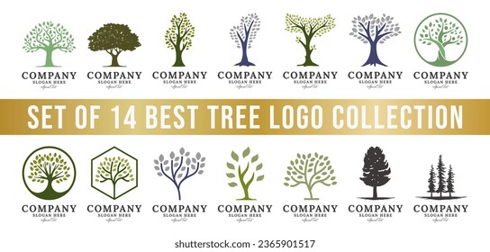 conjunto de colección de logotipos de árbol, perfecto para logotipos de empresa, negocios y marca.