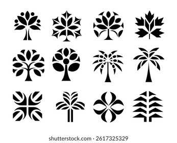 Set of tree logo icon silhouette design, This is an editable and printable high quality vector eps file.