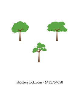 Set tree logo illustration isolated on white background