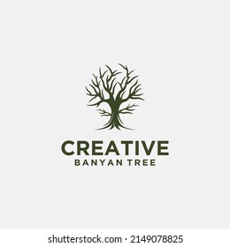 Set the tree logo is a lush tree symbol of life, beauty, growth, gardening or eco green business. 