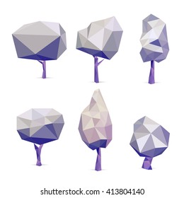 Set of  tree low poly, Vector illustrator