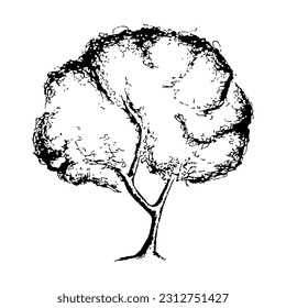 Set of tree Minimal style cad tree stilization line graphics trees logo elements outline symbol for architecture and landscape design drawing. Vector illustration isolated on white background