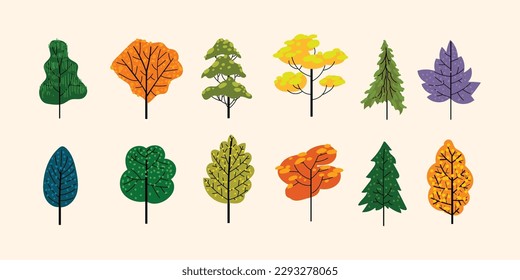 Set of tree nature icon vector illustration.