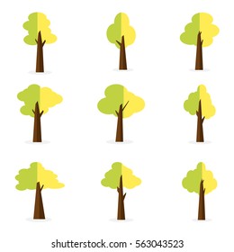 Set of tree object for decoration vector art