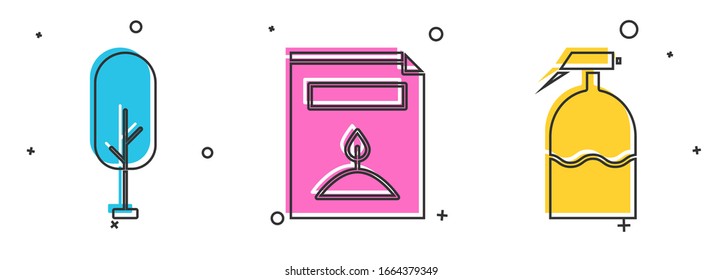 Set Tree, A pack full of seeds of a specific plant and Garden sprayer icon. Vector