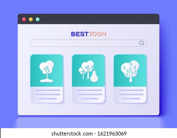 Set Tree with pears, Tree in the ground and Tree with pears icon. Vector