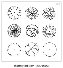 Set Tree Plan Symbols Use Architectural Stock Vector (Royalty Free ...