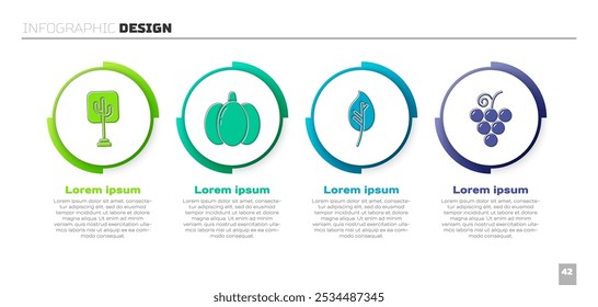 Set Tree, Pumpkin, Leaf or leaves and Grape fruit. Business infographic template. Vector