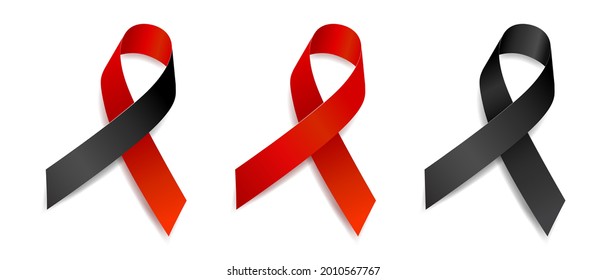 Set Of Tree Ribbon Awareness Blood Cancer, Heart Disease, Aids, Tuberculosis,  Anti-Terrorism, Insomnia, Melanoma, Memorials, Skin Cancer, Sepsis. Isolated On White Background. Vector. 