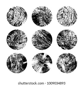 Set of tree rings background. For your design conceptual graphics. Vector illustration. Isolated on red background